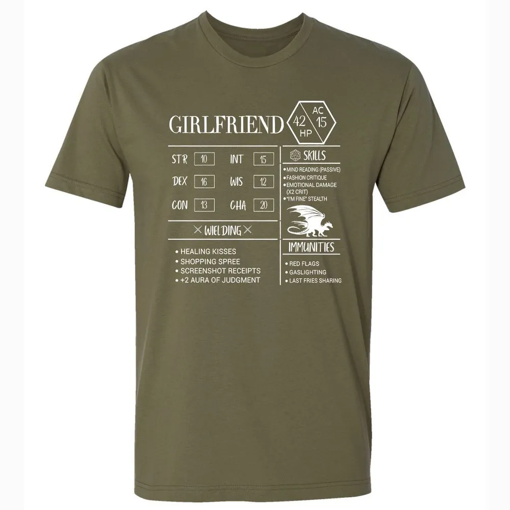 Girlfriend Stats Premium Unisex T-Shirt - Military Green - 5