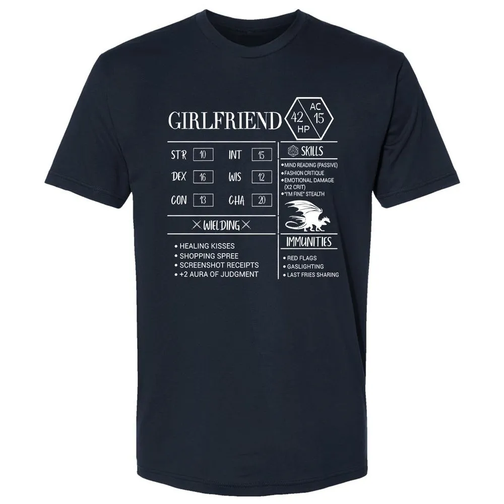 Girlfriend Stats Premium Unisex T-Shirt - Midnight Navy - 2