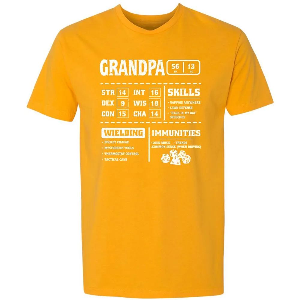 Grandpa Stats 2 Premium Unisex T-Shirt - Gold - 12