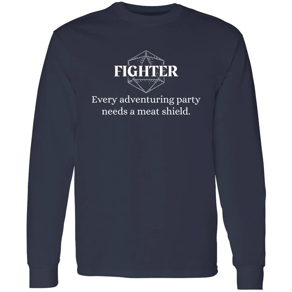 Fighter – Every Party Needs A Meat Shield Long Sleeve T-Shirt - Navy - 2