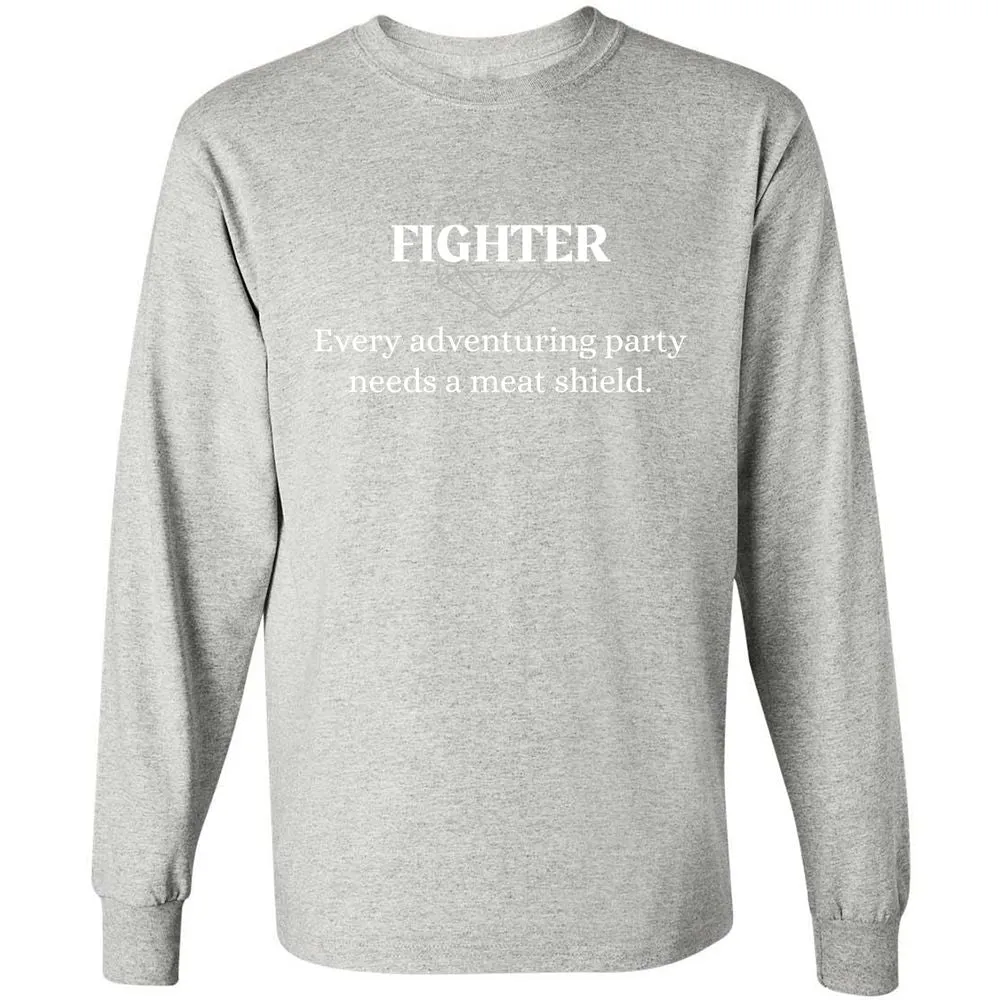 Fighter – Every Party Needs A Meat Shield Long Sleeve T-Shirt - Ash - 7