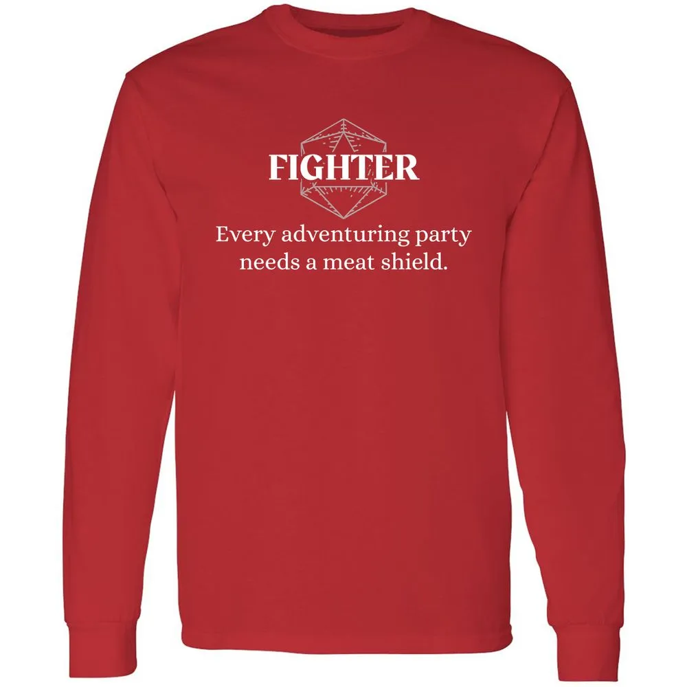 Fighter – Every Party Needs A Meat Shield Long Sleeve T-Shirt - Red - 14
