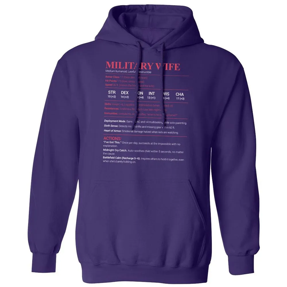 Military Wife Stats Classic Unisex Hoodie - Purple - 6