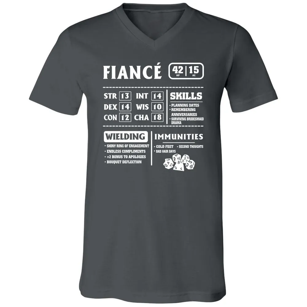 Fiance Stats Unisex V-Neck T-Shirt - Asphalt - 12
