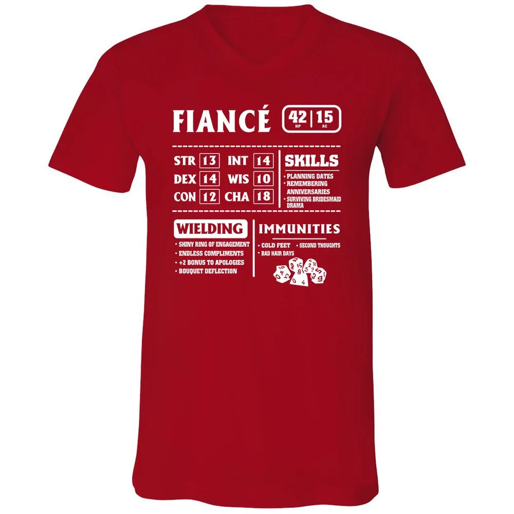 Fiance Stats Unisex V-Neck T-Shirt - Red - 3
