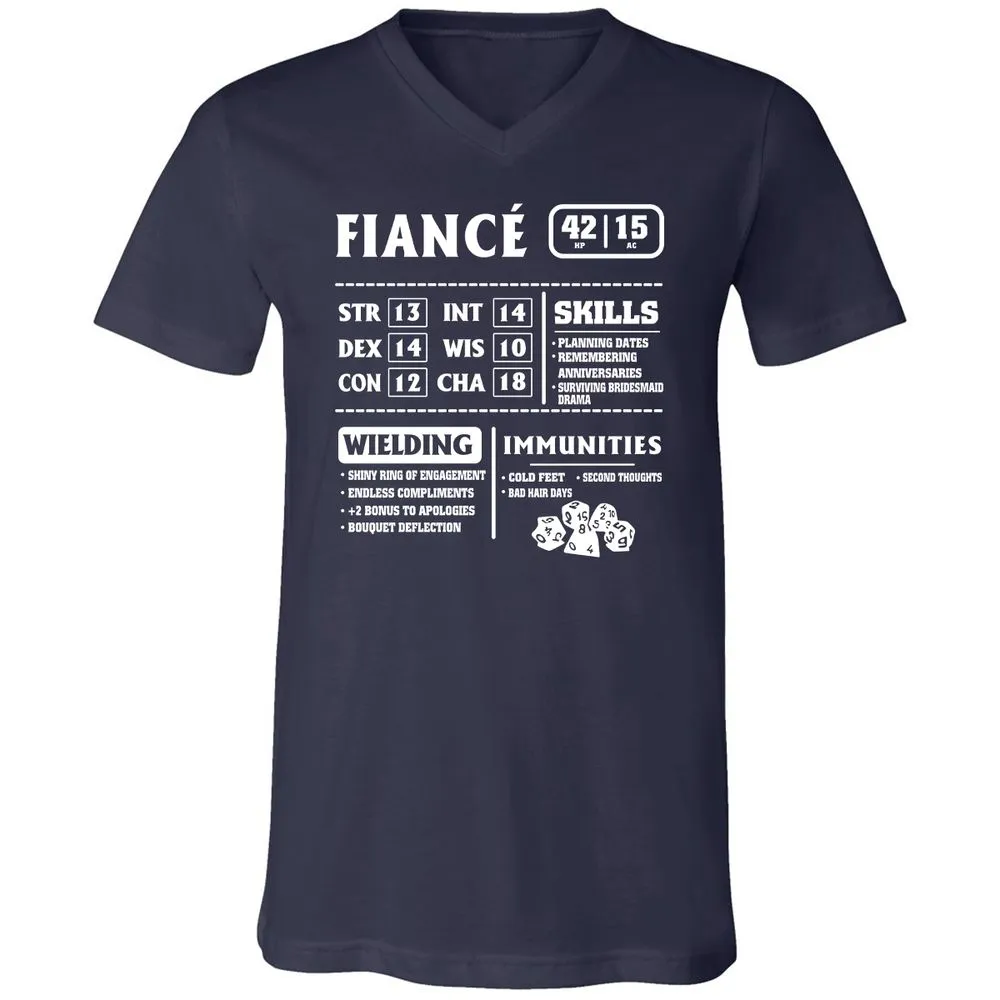 Fiance Stats Unisex V-Neck T-Shirt - Navy - 2