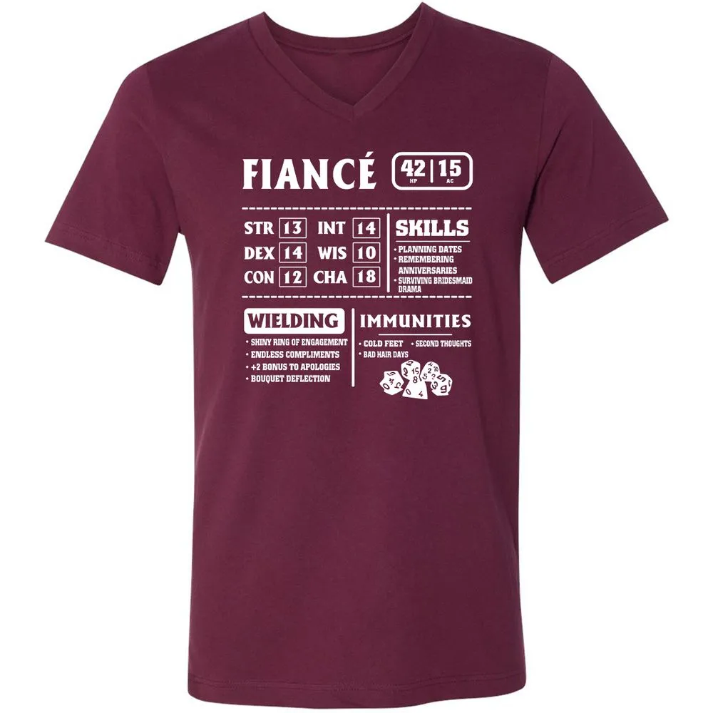Fiance Stats Unisex V-Neck T-Shirt - Maroon - 6
