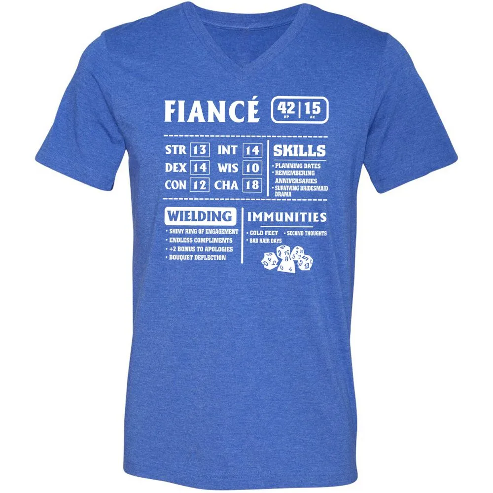 Fiance Stats Unisex V-Neck T-Shirt - Heather True Royal - 14