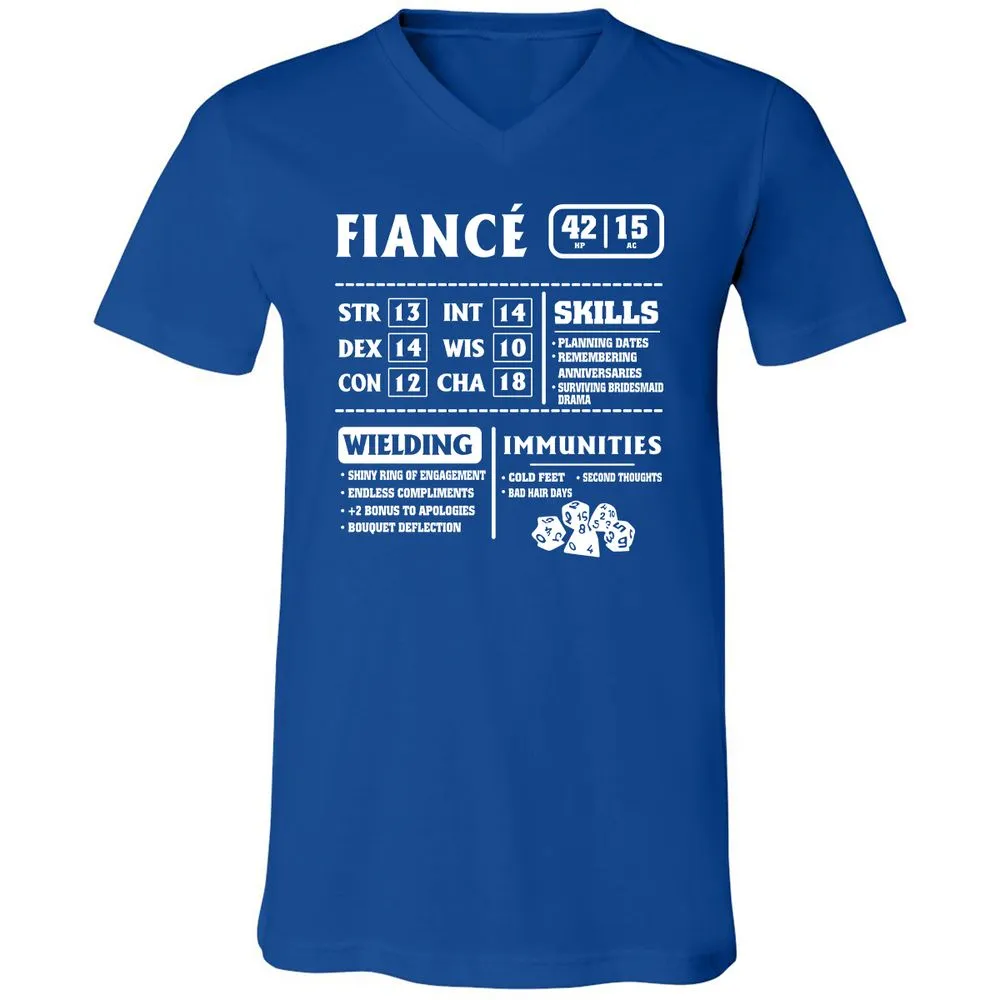 Fiance Stats Unisex V-Neck T-Shirt - True Royal - 4