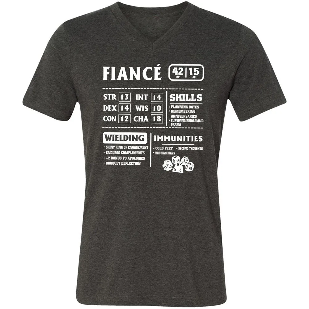 Fiance Stats Unisex V-Neck T-Shirt - Dark Grey Heather - 8