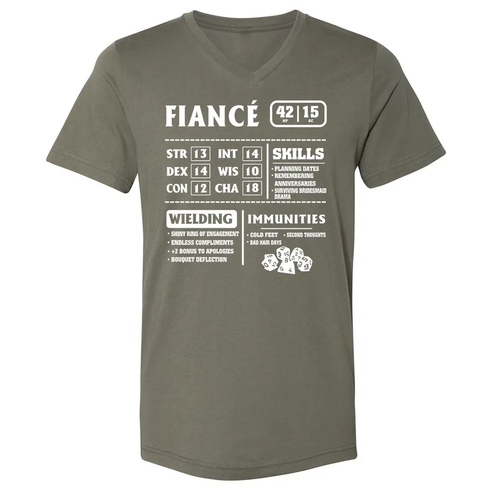 Fiance Stats Unisex V-Neck T-Shirt - Military Green - 10