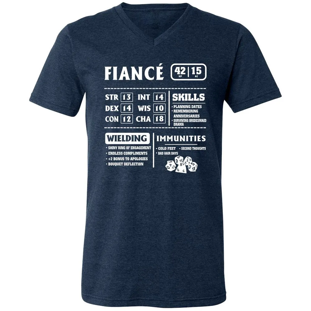 Fiance Stats Unisex V-Neck T-Shirt - Heather Navy - 15