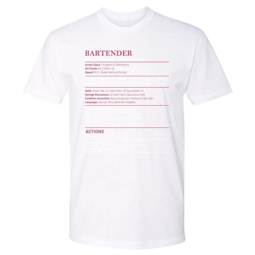 Bartender Stats Premium Unisex T-Shirt - White - 4