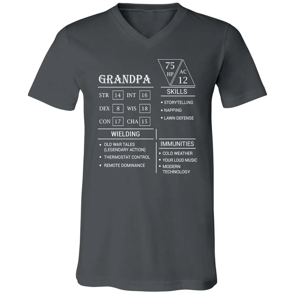 Grandpa Stats Unisex V-Neck T-Shirt - Asphalt - 12