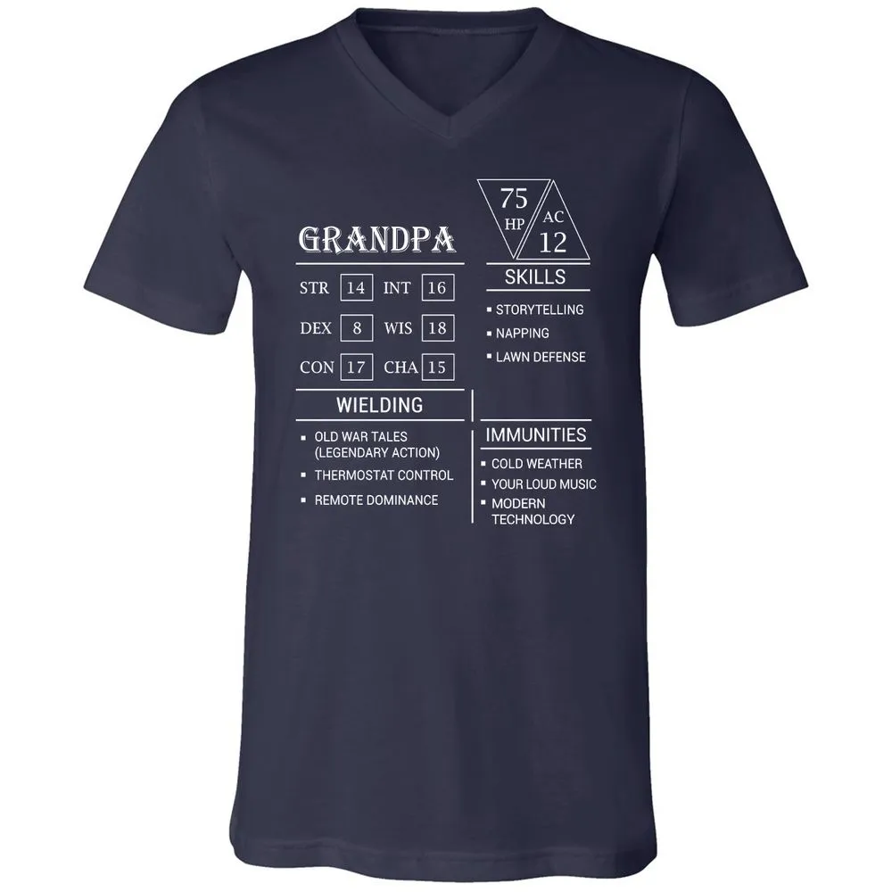 Grandpa Stats Unisex V-Neck T-Shirt - Navy - 2