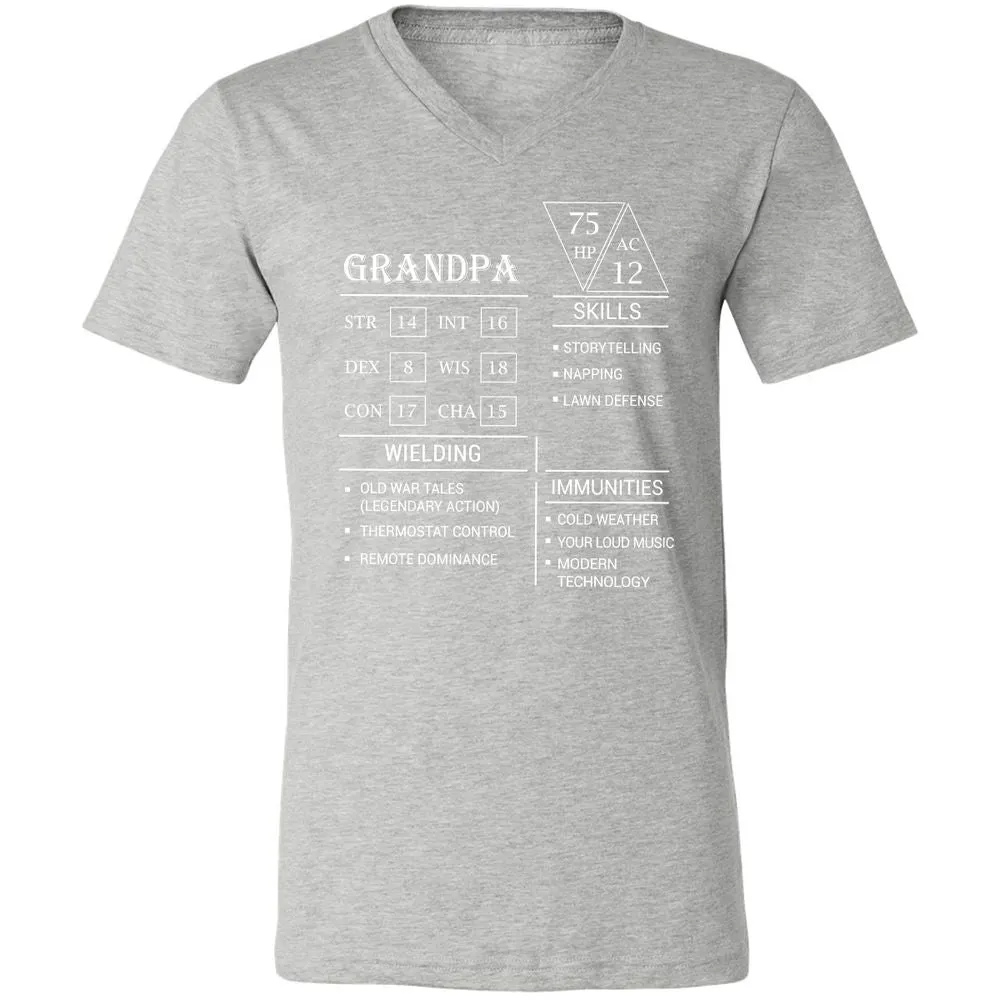 Grandpa Stats Unisex V-Neck T-Shirt - Athletic Heather - 7