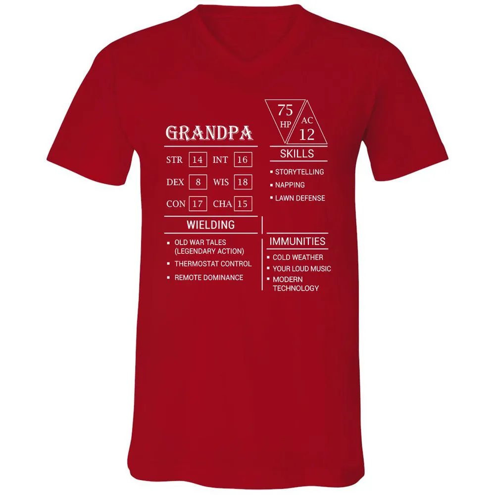 Grandpa Stats Unisex V-Neck T-Shirt - Red - 3
