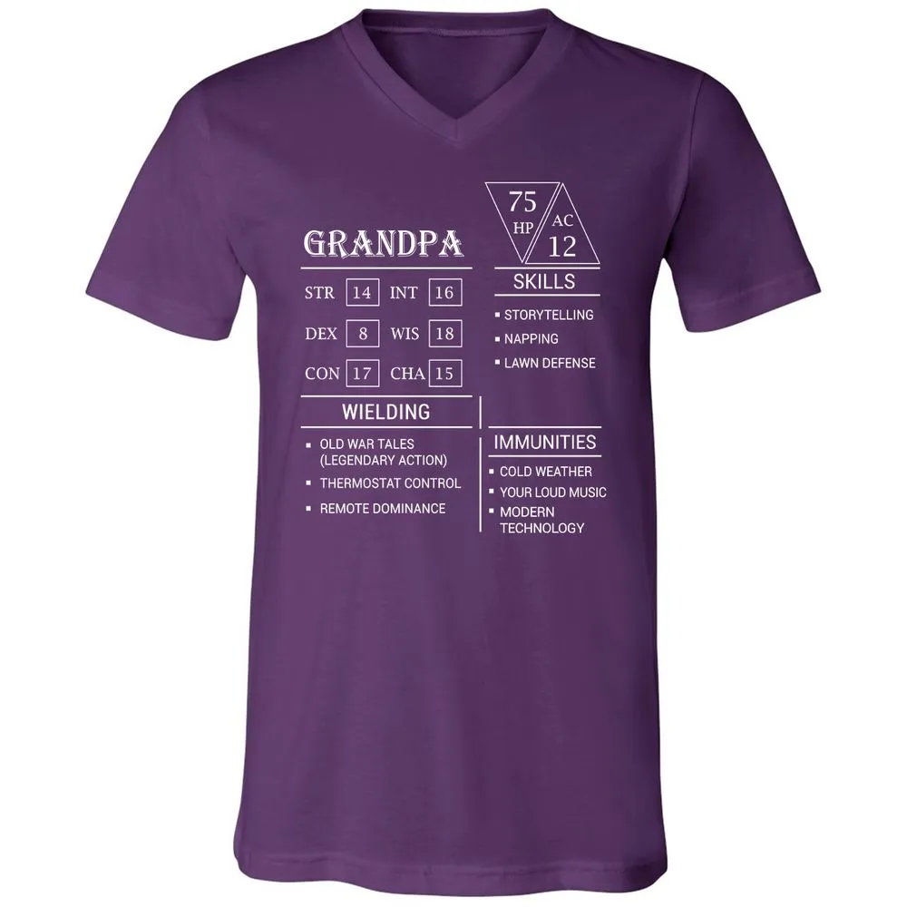 Grandpa Stats Unisex V-Neck T-Shirt - Team Purple - 9