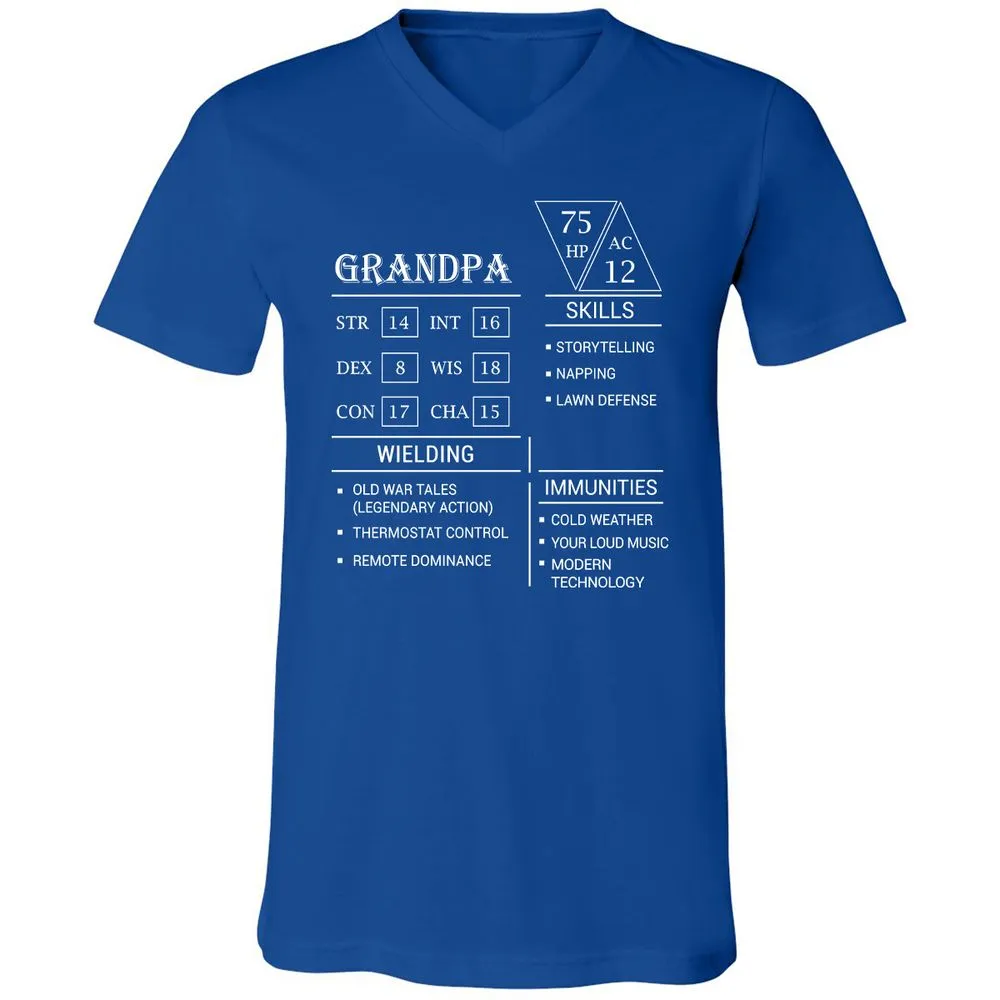 Grandpa Stats Unisex V-Neck T-Shirt - True Royal - 4