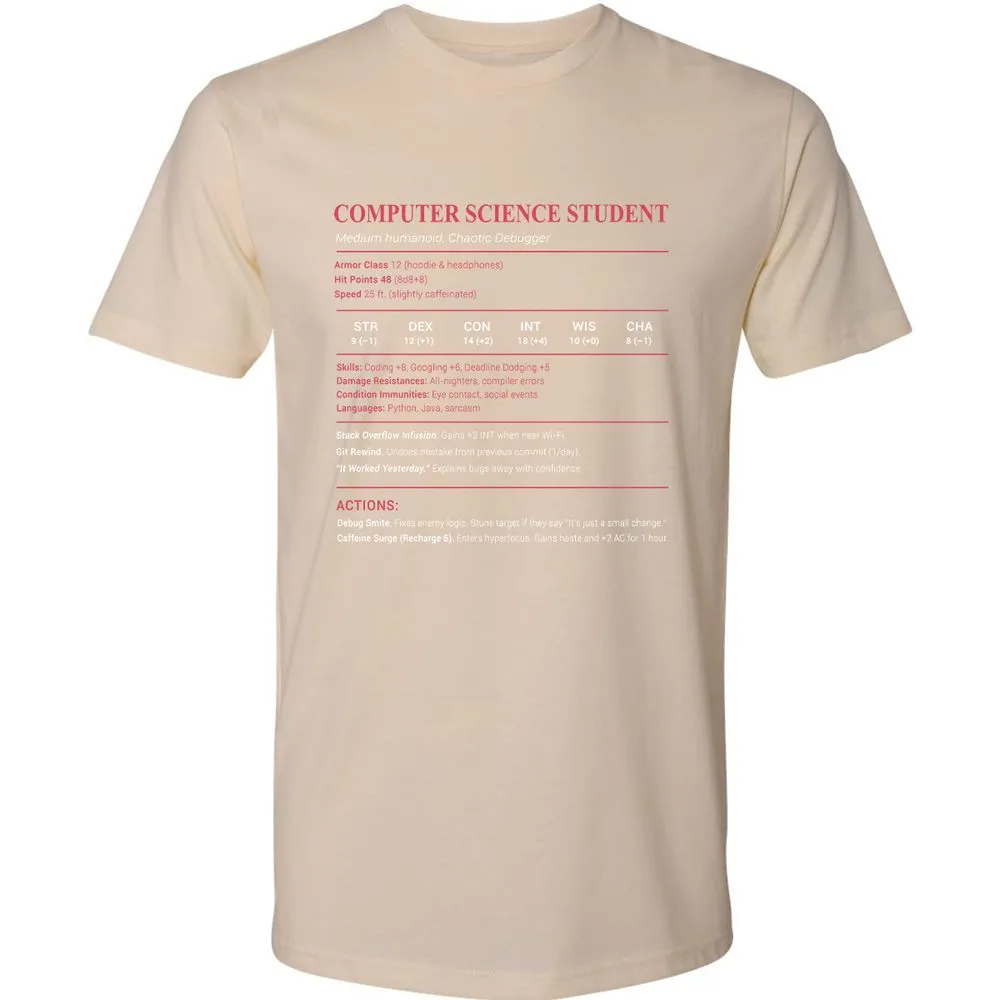 Computer Science Student Premium Unisex T-Shirt - Cream - 14