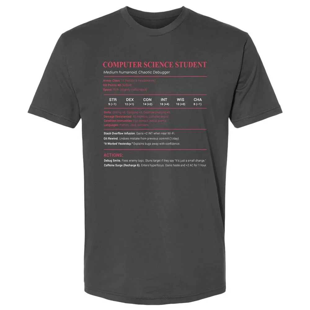 Computer Science Student Premium Unisex T-Shirt - Heavy Metal - 8