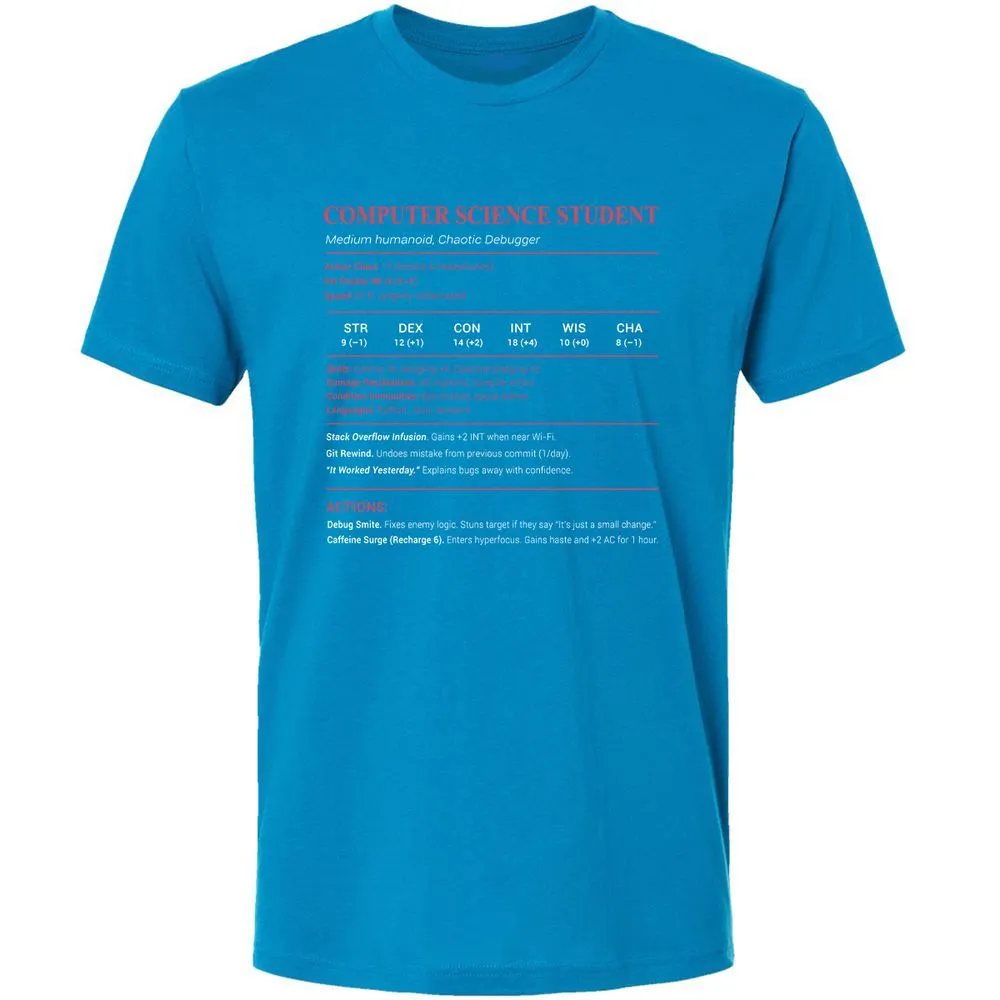 Computer Science Student Premium Unisex T-Shirt - Turquoise - 16