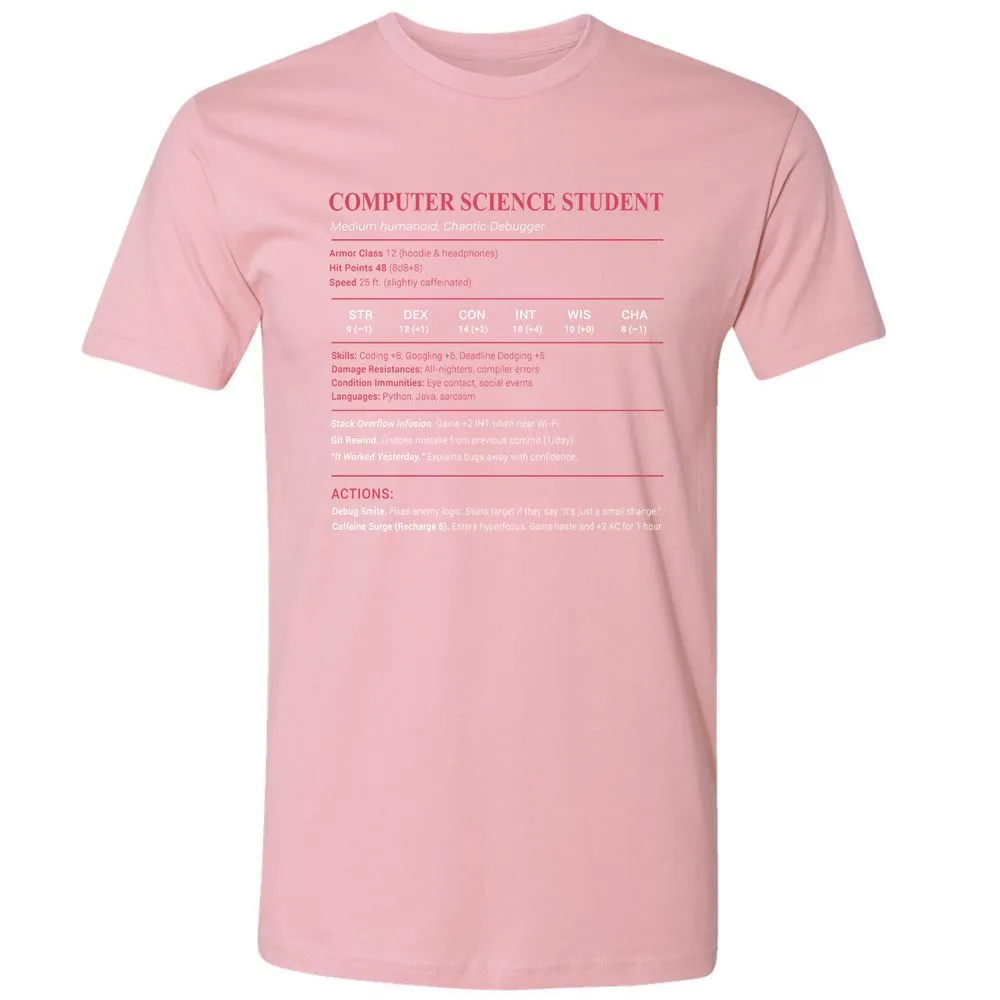 Computer Science Student Premium Unisex T-Shirt - Light Pink - 3