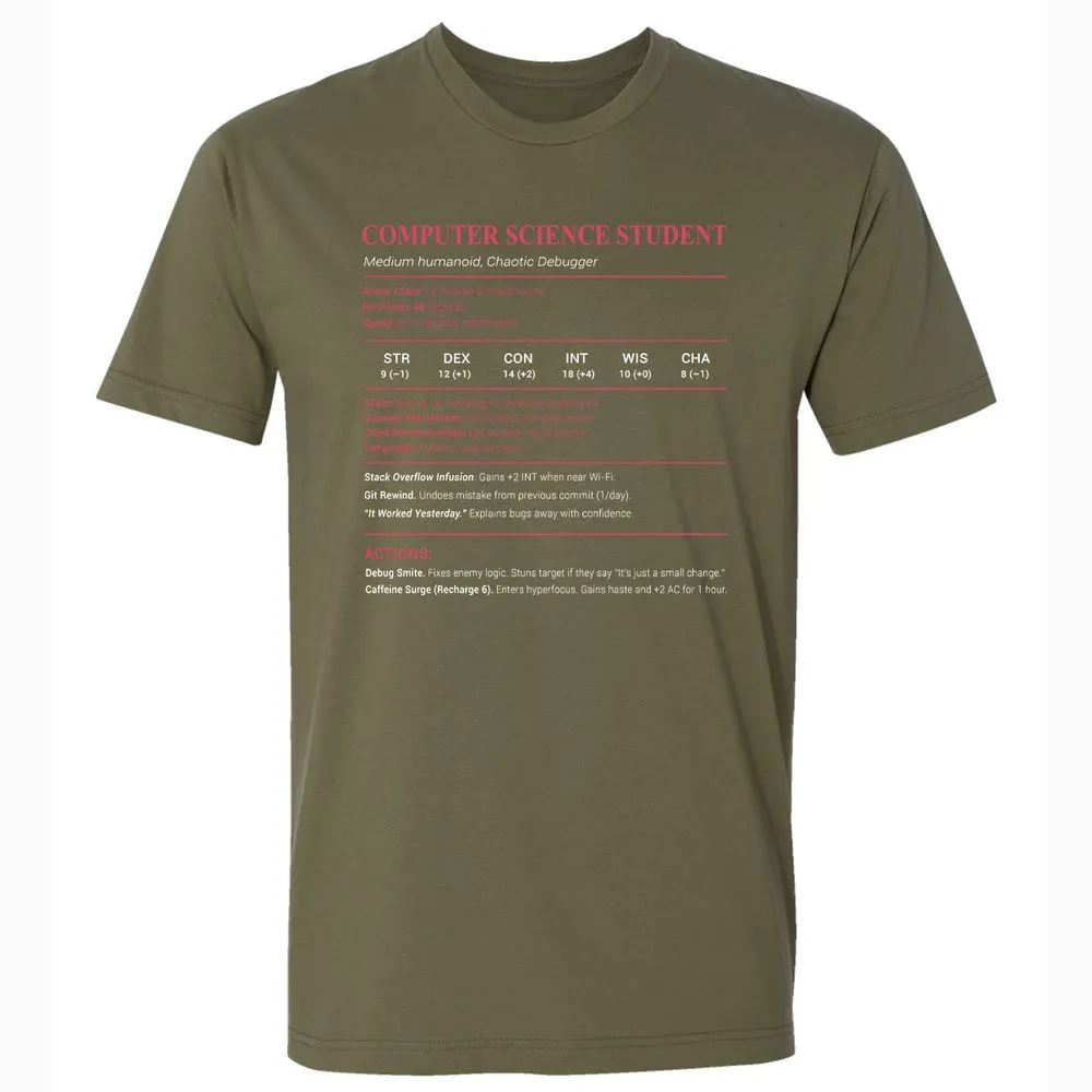 Computer Science Student Premium Unisex T-Shirt - Military Green - 5