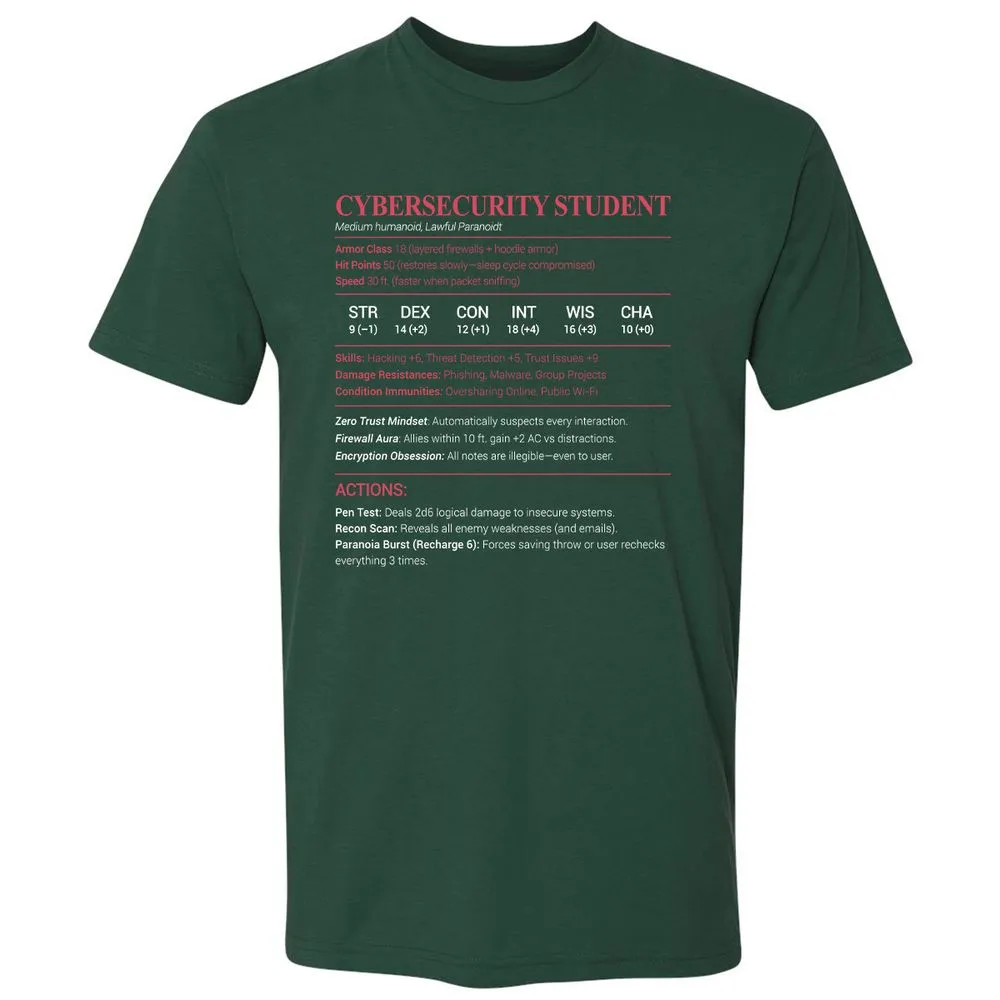 Cybersecurity Student Premium Unisex T-Shirt - Forest Green - 13