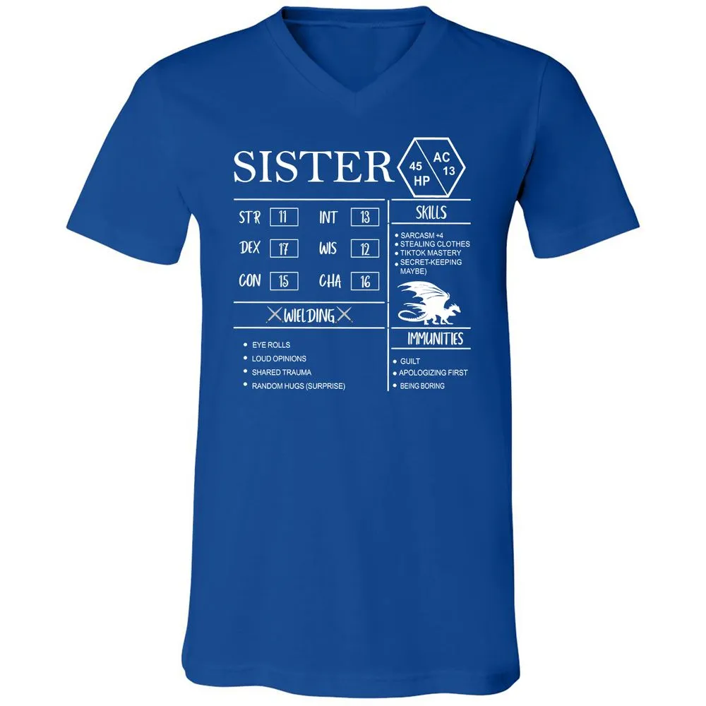 Sister Stats Unisex V-Neck T-Shirt - True Royal - 4