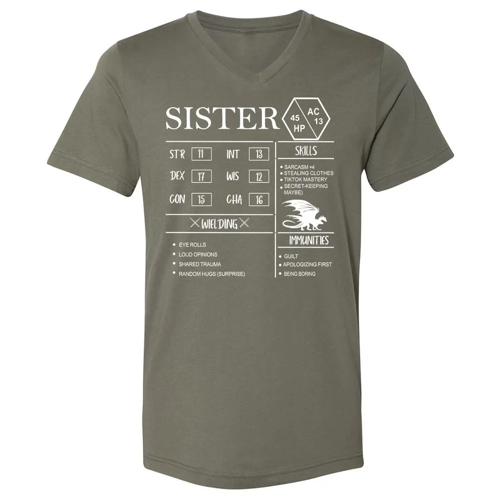 Sister Stats Unisex V-Neck T-Shirt - Military Green - 10