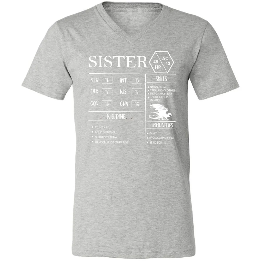 Sister Stats Unisex V-Neck T-Shirt - Athletic Heather - 7