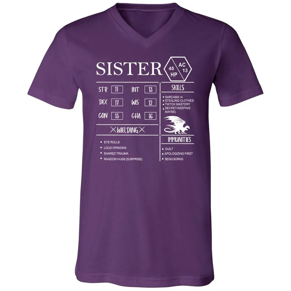 Sister Stats Unisex V-Neck T-Shirt - Team Purple - 9
