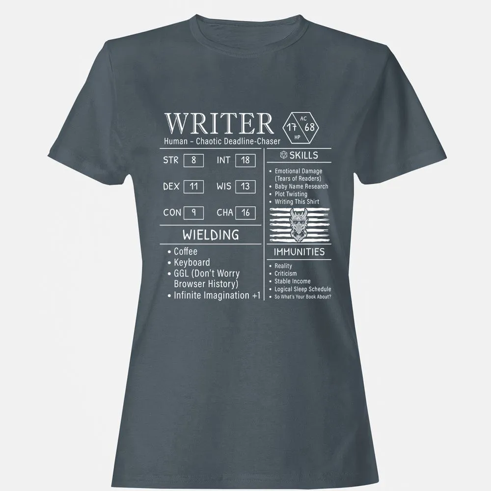 Writer Stats New Women's T-Shirt - Charcoal - 3