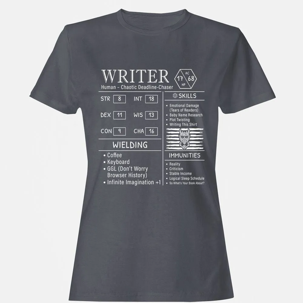 Writer Stats New Women's T-Shirt - Dark Heather - 5