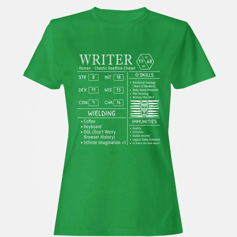 Writer Stats New Women's T-Shirt - Irish Green - 7