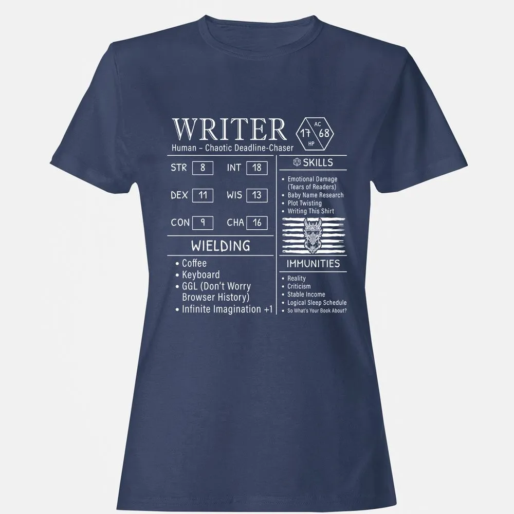 Writer Stats New Women's T-Shirt - Navy - 10