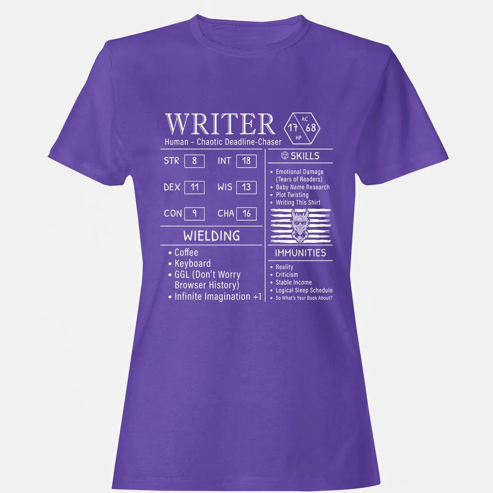 Writer Stats New Women's T-Shirt - Purple - 12