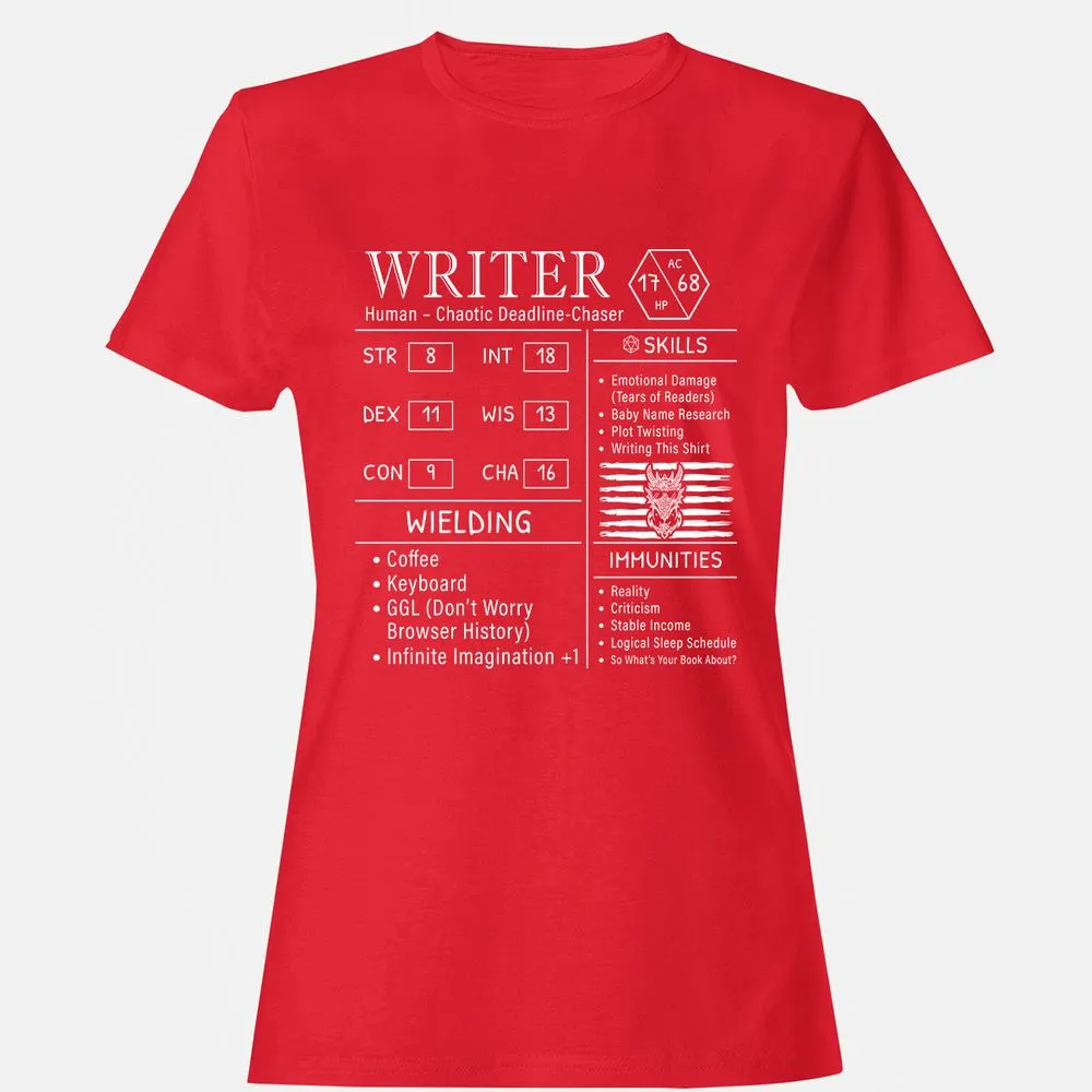 Writer Stats New Women's T-Shirt - Red - 13