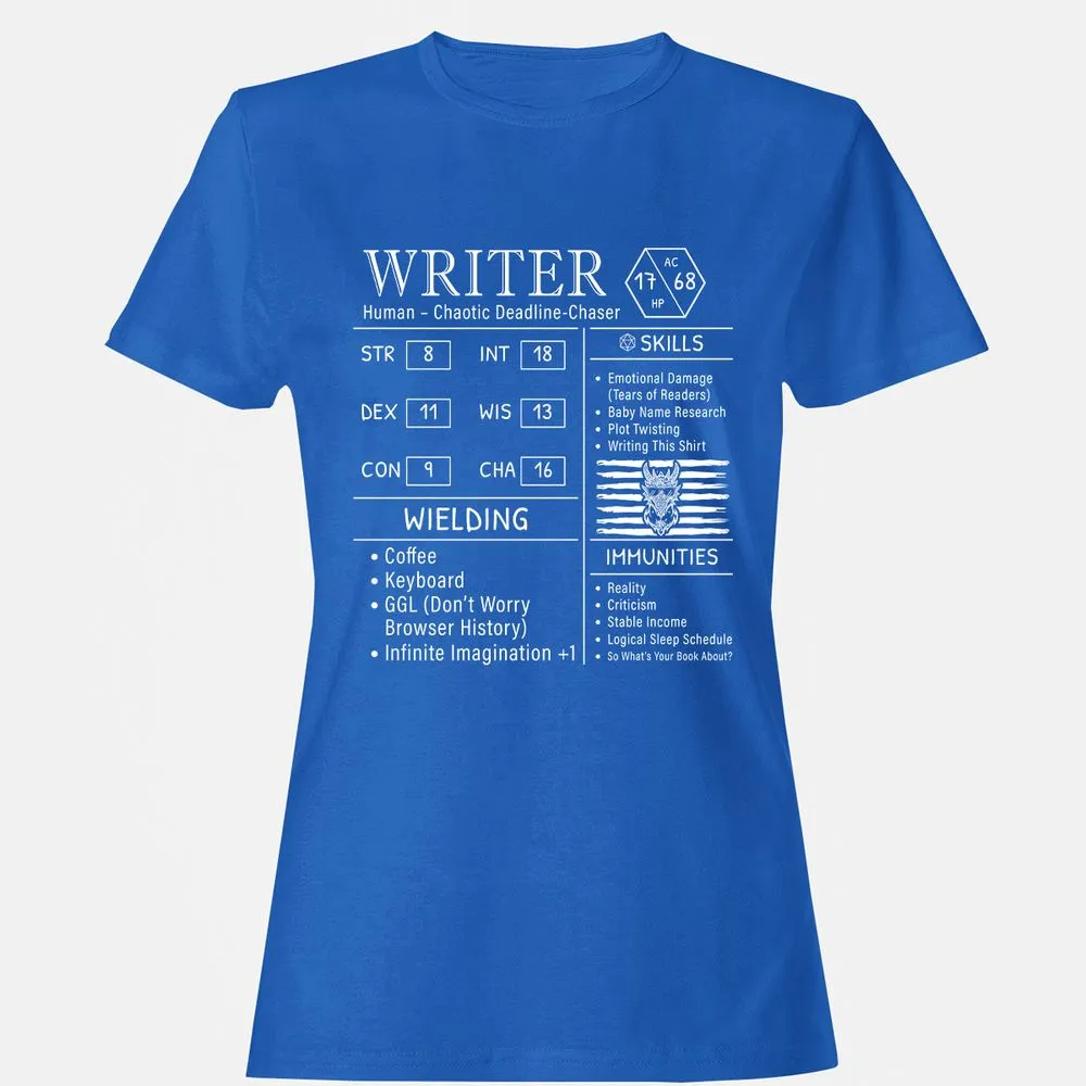 Writer Stats New Women's T-Shirt - Royal - 14