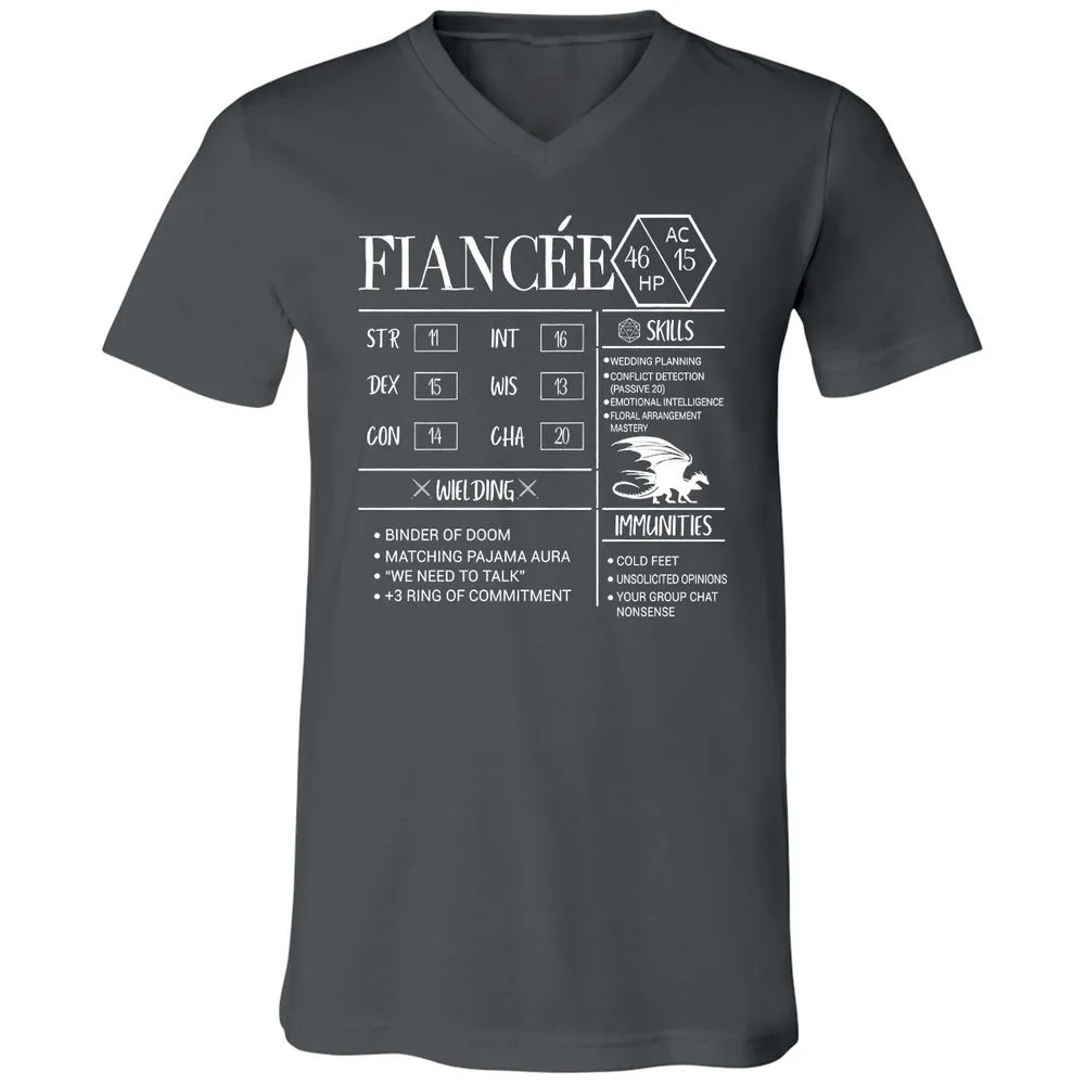 Fiancee Stats Unisex V-Neck T-Shirt - Asphalt - 12