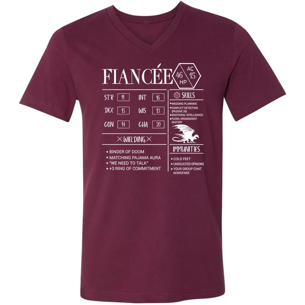 Fiancee Stats Unisex V-Neck T-Shirt - Maroon - 6