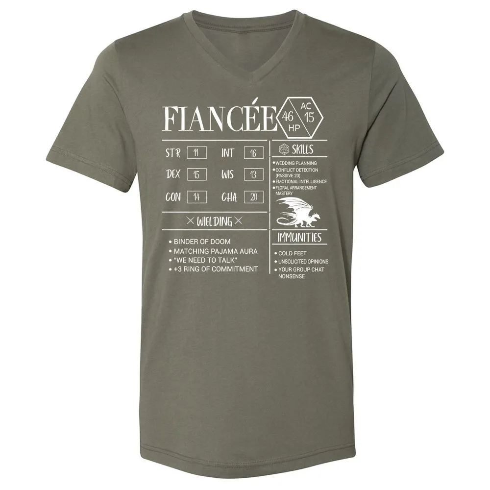 Fiancee Stats Unisex V-Neck T-Shirt - Military Green - 10