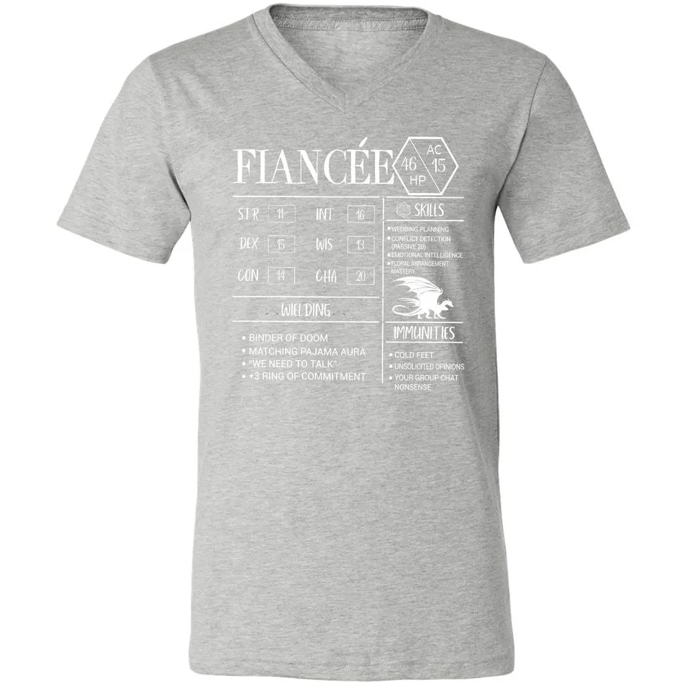 Fiancee Stats Unisex V-Neck T-Shirt - Athletic Heather - 7