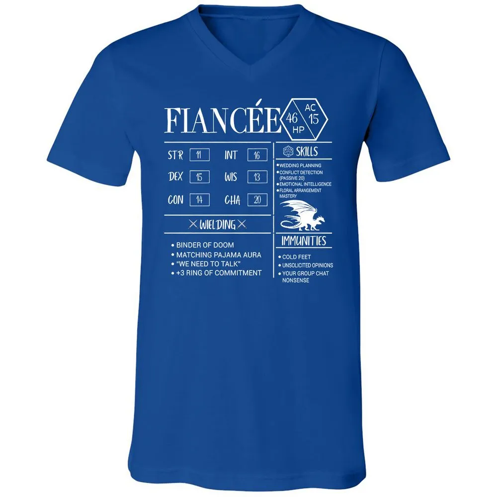 Fiancee Stats Unisex V-Neck T-Shirt - True Royal - 4