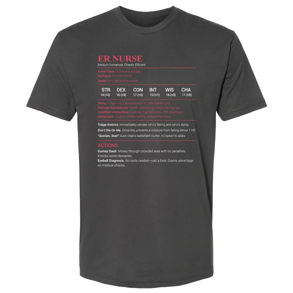 ER Nurse Premium Unisex T-Shirt - Heavy Metal - 8