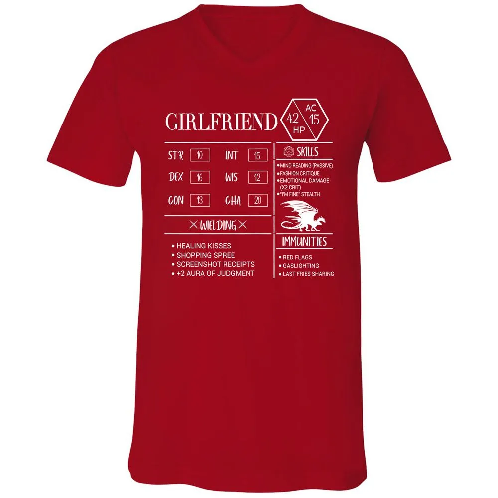 Girlfriend Stats Unisex V-Neck T-Shirt - Red - 3