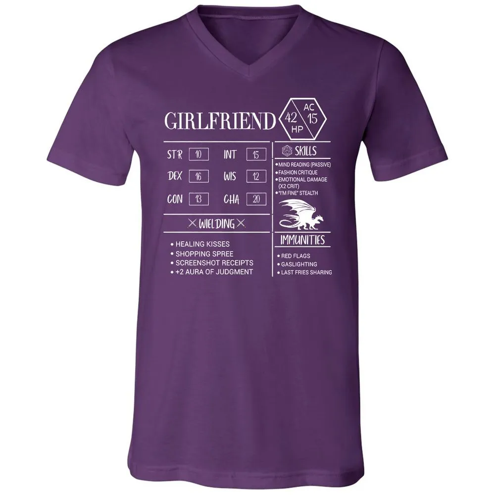 Girlfriend Stats Unisex V-Neck T-Shirt - Team Purple - 9