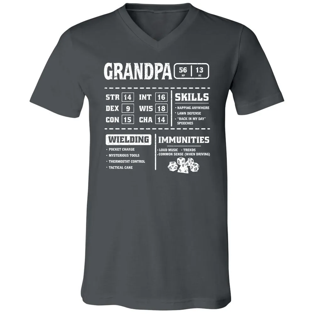 Grandpa Stats 2 Unisex V-Neck T-Shirt - Asphalt - 12
