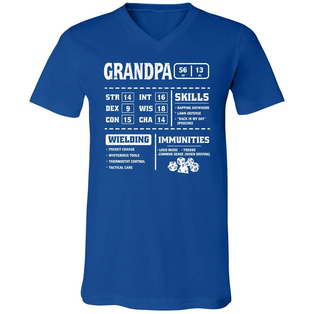 Grandpa Stats 2 Unisex V-Neck T-Shirt - True Royal - 4